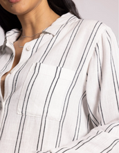 The Cleo Shirt in White and Black Stripe