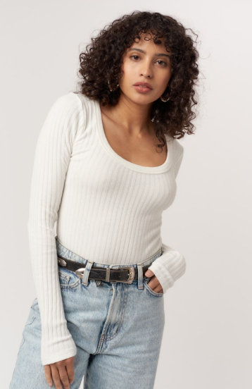 What's the Scoop Washed Ribbed Long Sleeve