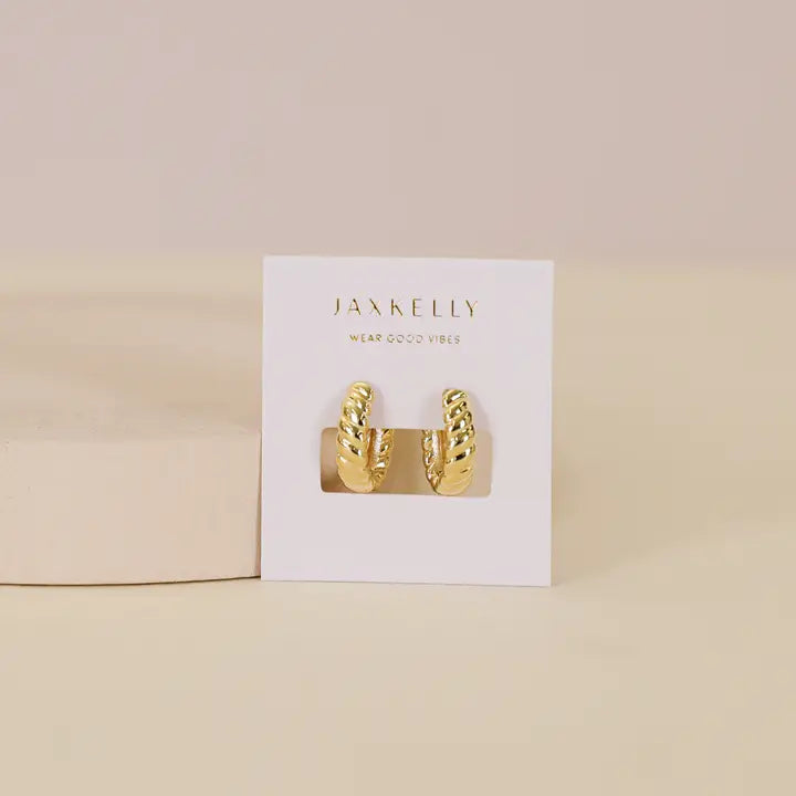 Small Channel Gold Hoop Earrings