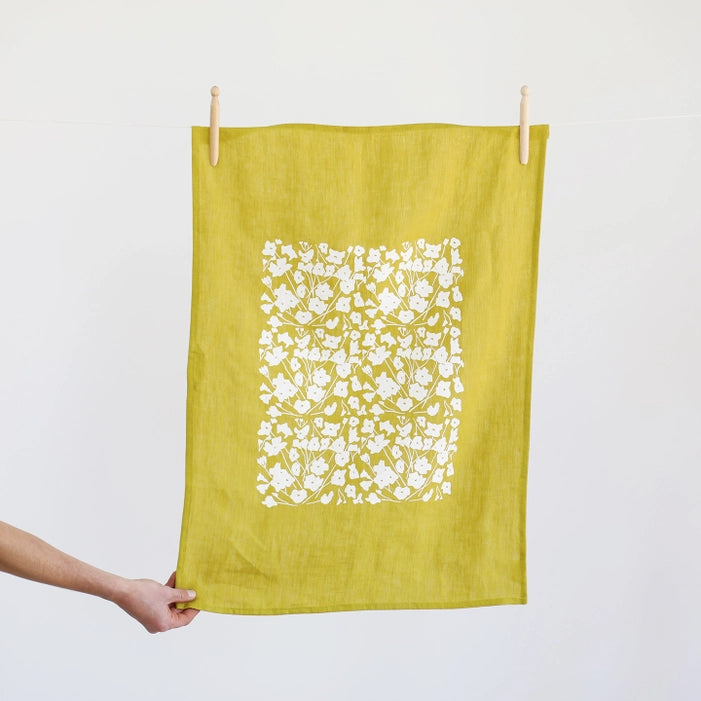 Flower Pow in Citron Tea Towel