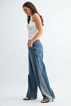 Contrast Angle Seam Wide Leg in Medium Denim