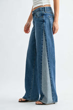 Contrast Angle Seam Wide Leg in Medium Denim
