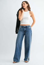 Contrast Angle Seam Wide Leg in Medium Denim