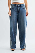 Contrast Angle Seam Wide Leg in Medium Denim