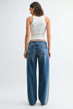 Contrast Angle Seam Wide Leg in Medium Denim