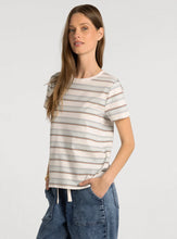 The Asher Tee in Cream Blue Stripe