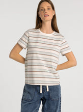 The Asher Tee in Cream Blue Stripe