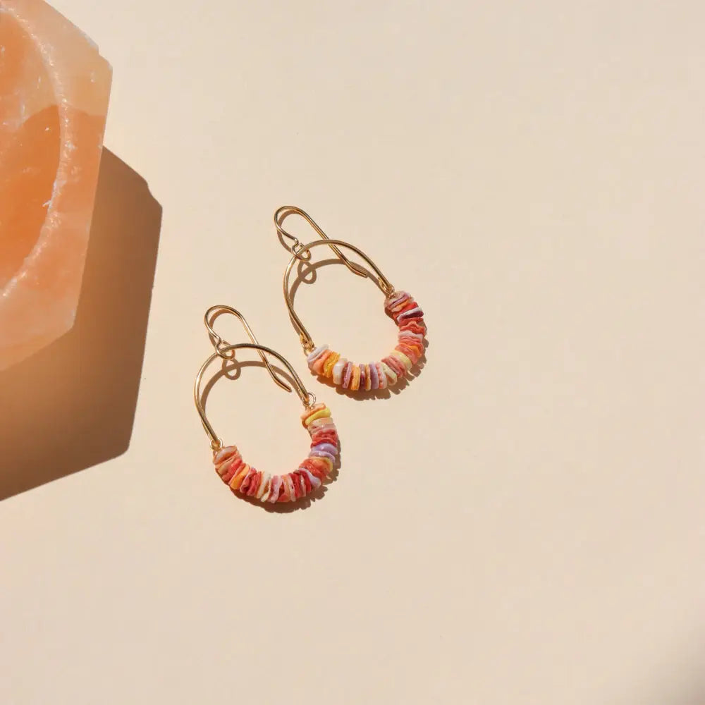 Ibiza Earrings | Spiny Oyster Gemstones