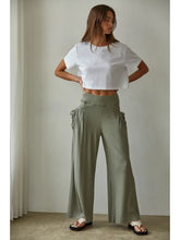Knit Cotton Modal Spandex Wide Leg Pants in Olive