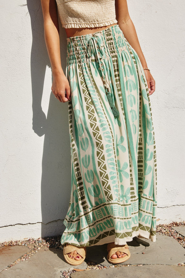 The Calypso Maxi Skirt in Meadow Mist