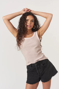 The Cooper Sweater Rib Tank in Cameo Rose