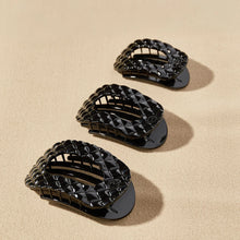 Flat Round Hair Clip | Medium | Jet Black Quilted