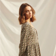 Floral Tiered Swing Dress in Charcoal