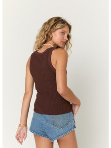 The Cooper Sweater Ribbed Tank in Cacao