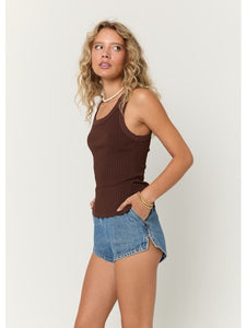 The Cooper Sweater Ribbed Tank in Cacao