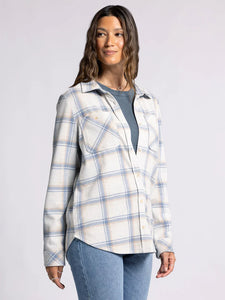 The Lewis Top in Cream Blue Plaid