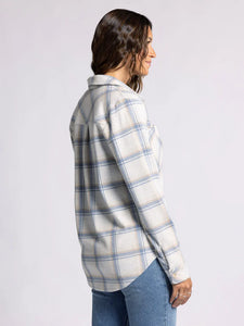 The Lewis Top in Cream Blue Plaid