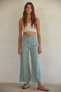 The Cruise Pants in Green Stripe