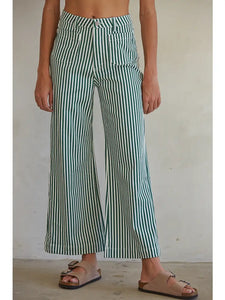 The Cruise Pants in Green Stripe