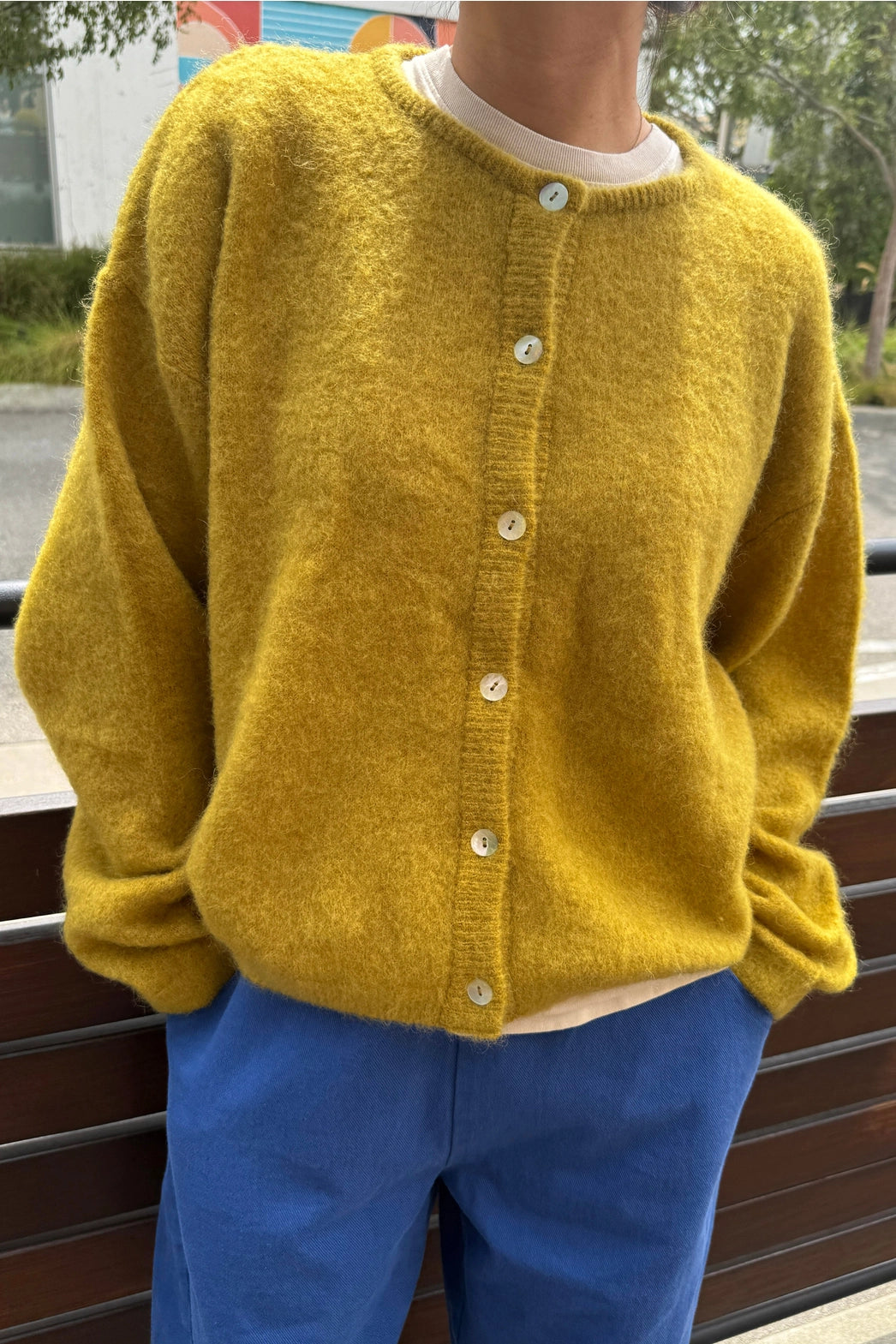 The Leila Mohair Cardigan in Bistro Yellow