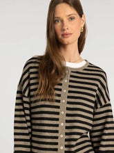 The Dover Cardigan in Pewter Black Stripe