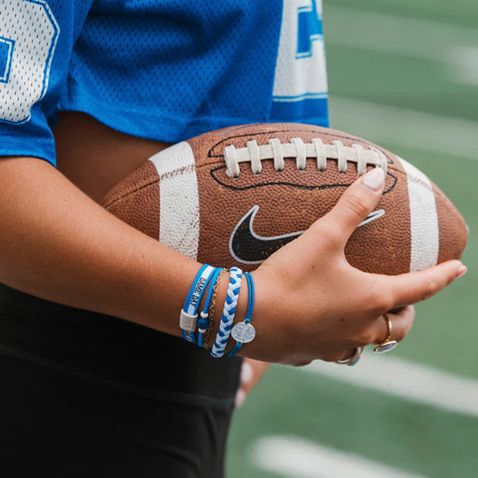 K'Lani Game Day Blue and White Hair Tie Bracelet