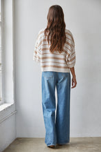 Knit Striped Short Sleeve Crew Neck Pullover Top