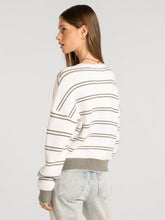 The Ely Sweater in Ivory Olive Stripe