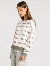 The Ely Sweater in Ivory Olive Stripe
