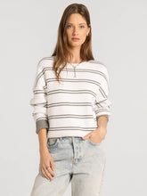 The Ely Sweater in Ivory Olive Stripe