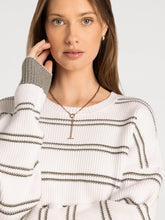 The Ely Sweater in Ivory Olive Stripe