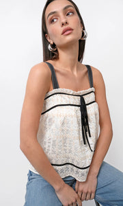 The Fionna Embroidery Eyelet Top in Cream