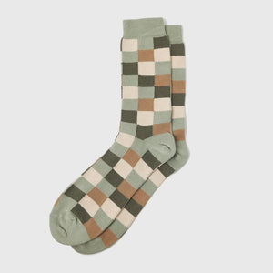 Organic Cotton Socks - Squares Green