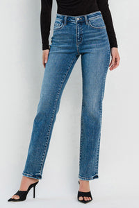 The High Rise Straight Jean in Dark Denim by Flying Monkey