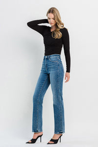 The High Rise Straight Jean in Dark Denim by Flying Monkey