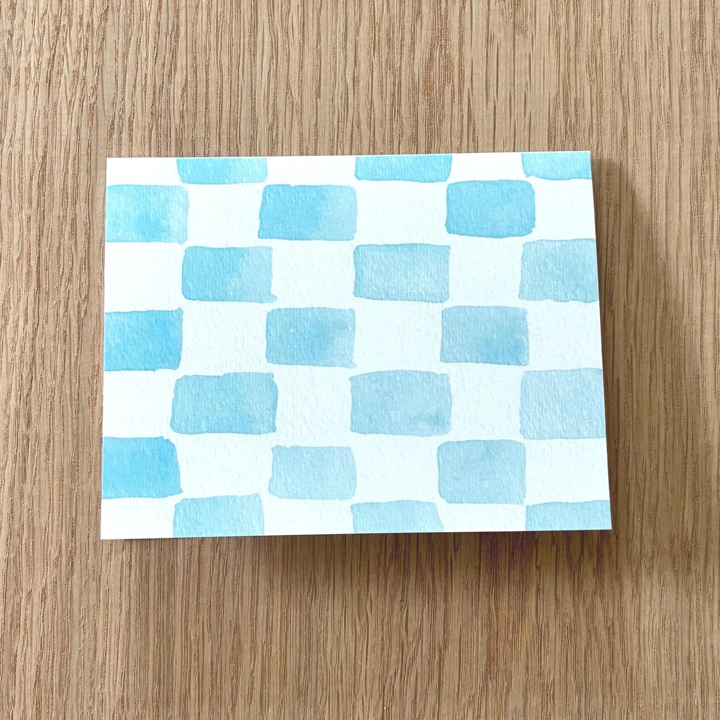 Blue Checks Watercolor Greeting Card by Swell Art Company