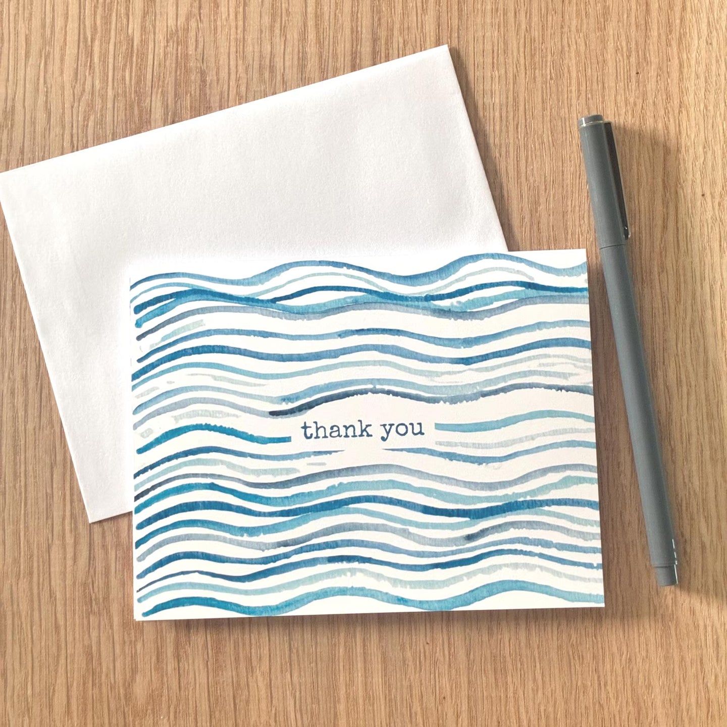 Blue Waves Watercolor Greeting Card by Swell Art Company