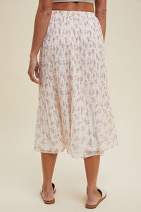 The Elettra Midi Skirt in Cream/Pink