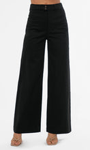 The Jennsen Cotton Canvas Wide Leg Pants in Black