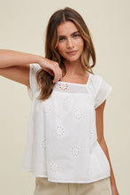 The Lola Floral Eyelet Blouse in White