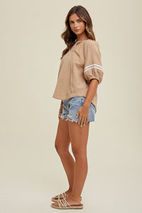 The Sundown Gauze Blouse in Mocha Cream