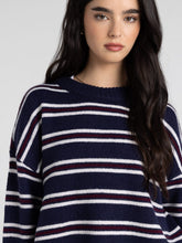 The Montauk Sweater in Navy Maroon Stripe