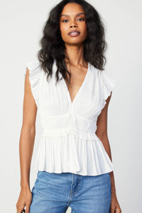 The Pleated Peplum Blouse in White
