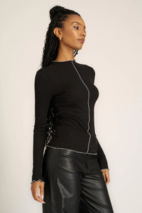 The Sparks Seamed Rib Funnel Neck Long Sleeve