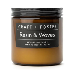 Resin & Waves - 12oz Natural Soy Candle | Craft + Foster