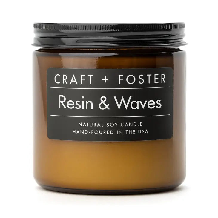 Resin & Waves - 12oz Natural Soy Candle | Craft + Foster