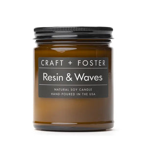 Resin & Waves - 8oz Natural Soy Candle | Craft + Foster