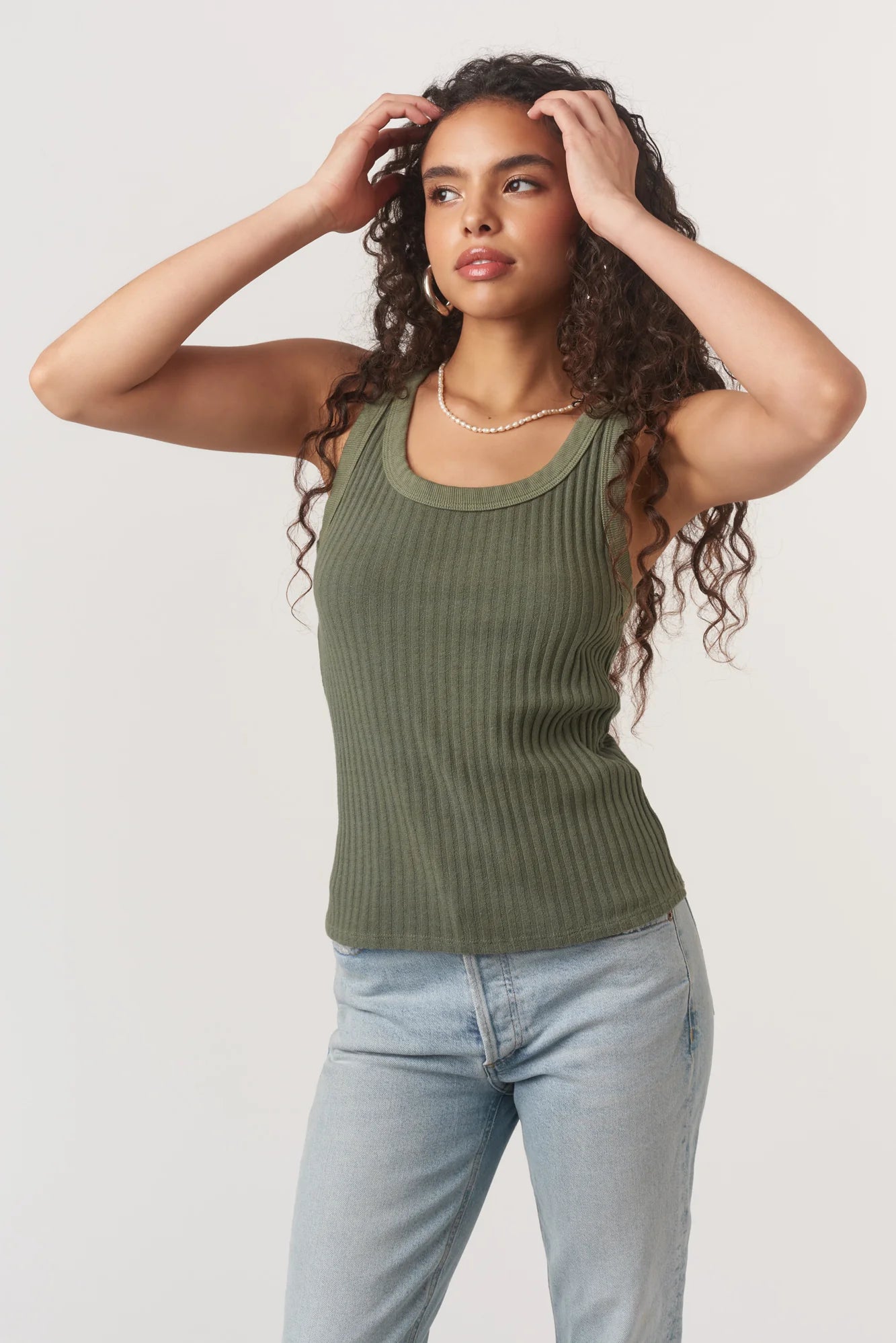 The Cooper Sweater Rib Tank in Rosemary