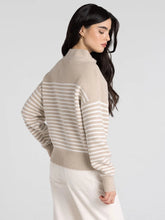 The Russell Pullover in Beige Ivory Stripe