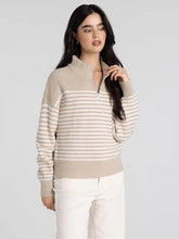 The Russell Pullover in Beige Ivory Stripe